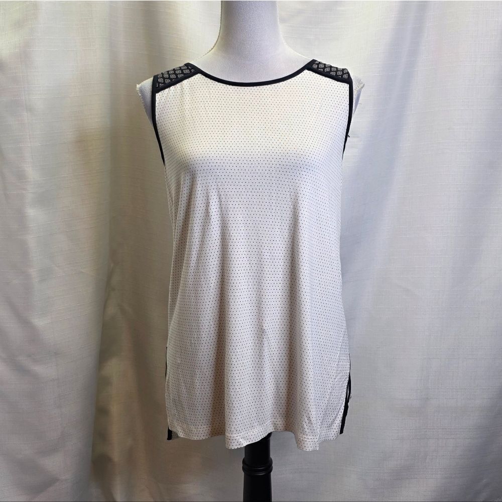 LOFT White Polka Dot and Paisley Sleeveless Top Size Medium